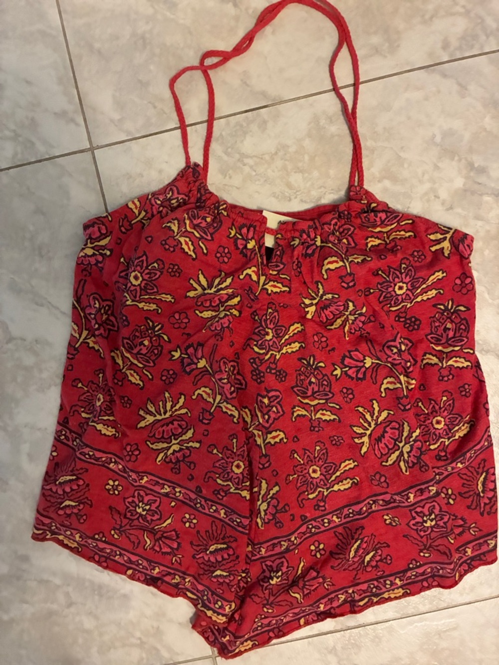 American Eagle Outfitters Red Floral Spaghetti-Strap Camisole